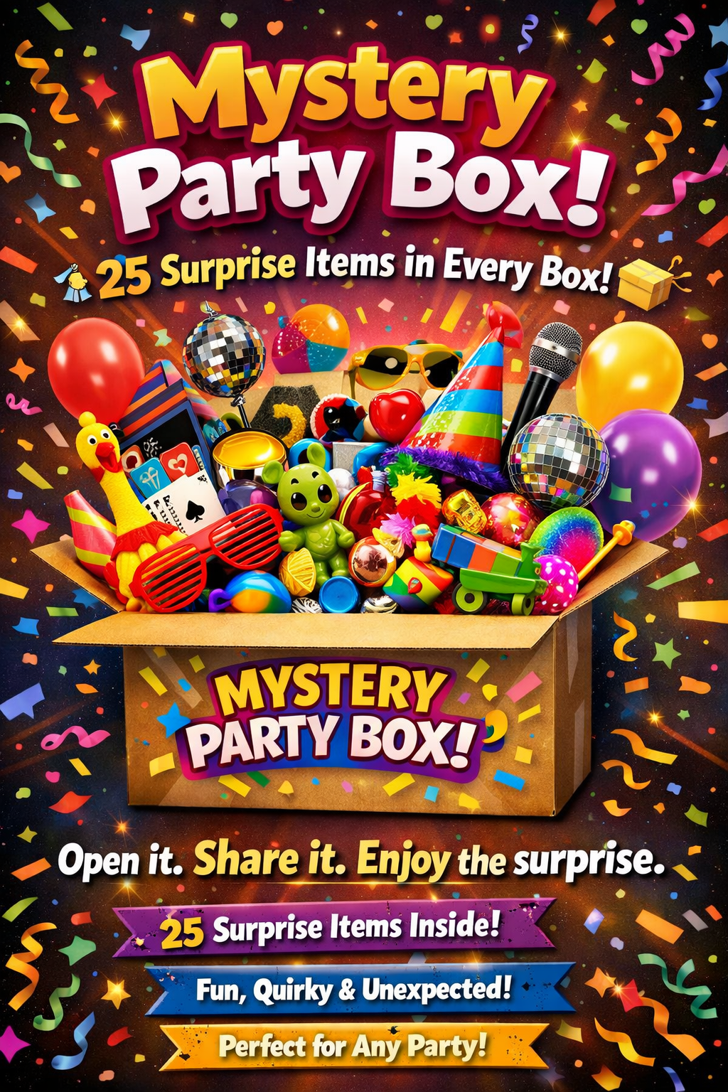 Mystery Party Box – 25 Surprise Items in Every Box! 🎉📦